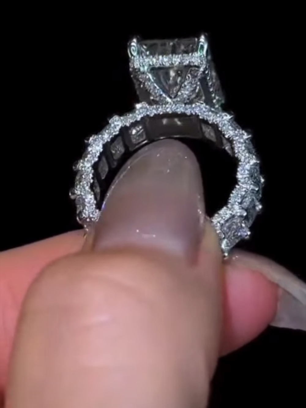 Diamond Halo Engagement Ring - White/Gold Sparkle